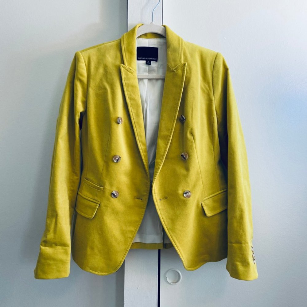 Banana Republic corduroy blazer Mustard green